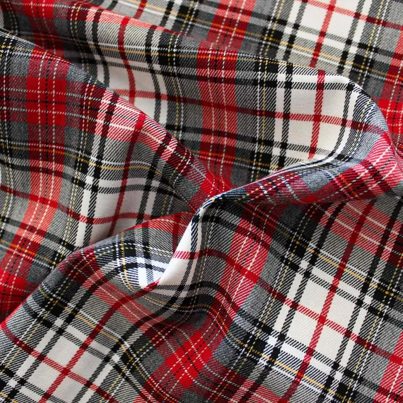 Tessuto Scozzese Grigio Rosso Bianco | IL TESSUTAIO