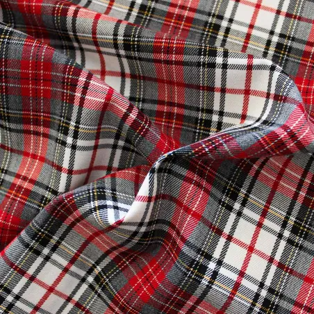 Tessuto Scozzese Grigio Rosso Bianco | IL TESSUTAIO
