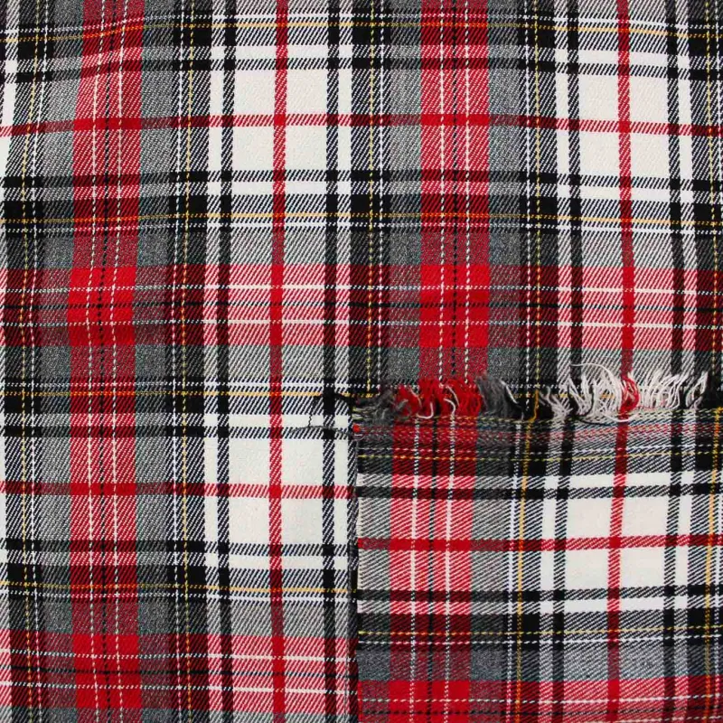 Tessuto Scozzese Grigio Rosso Bianco | IL TESSUTAIO