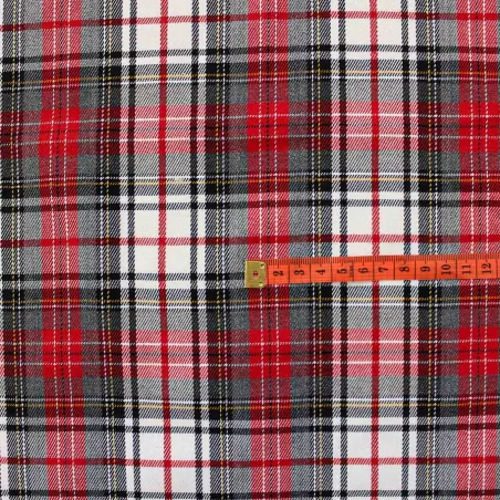 Tessuto Scozzese Grigio Rosso Bianco | IL TESSUTAIO