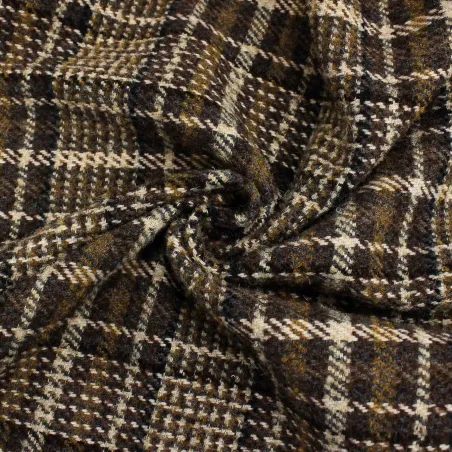 Tessuto per cappotti Scozzese Misto Lana Marrone | MADE IN ITALY