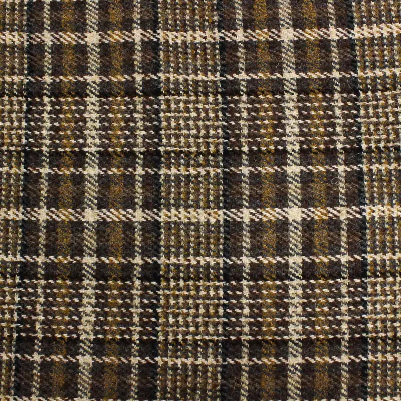 Tessuto per cappotti Scozzese Misto Lana Marrone | MADE IN ITALY