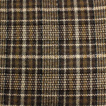 Tessuto per cappotti Scozzese Misto Lana Marrone | MADE IN ITALY