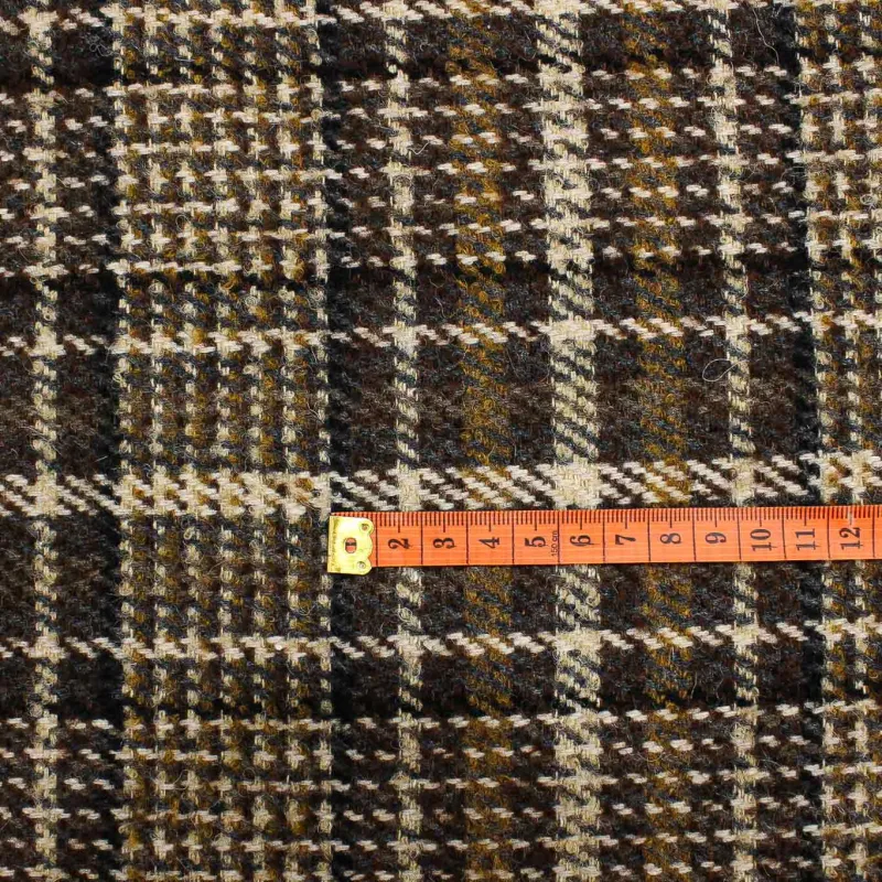 Tessuto per cappotti Scozzese Misto Lana Marrone | MADE IN ITALY