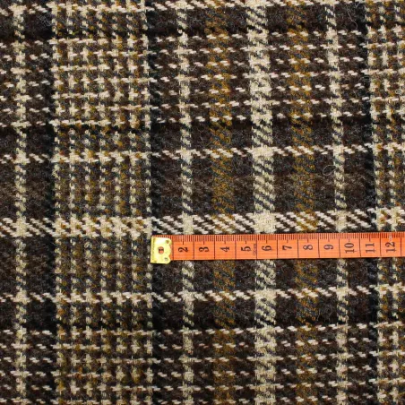 Tessuto per cappotti Scozzese Misto Lana Marrone | MADE IN ITALY