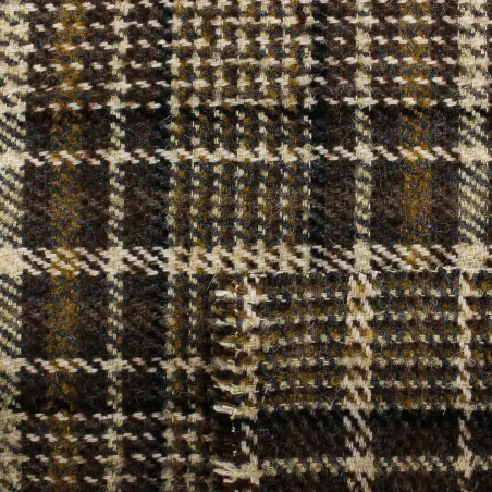 Tessuto per cappotti Scozzese Misto Lana Marrone | MADE IN ITALY