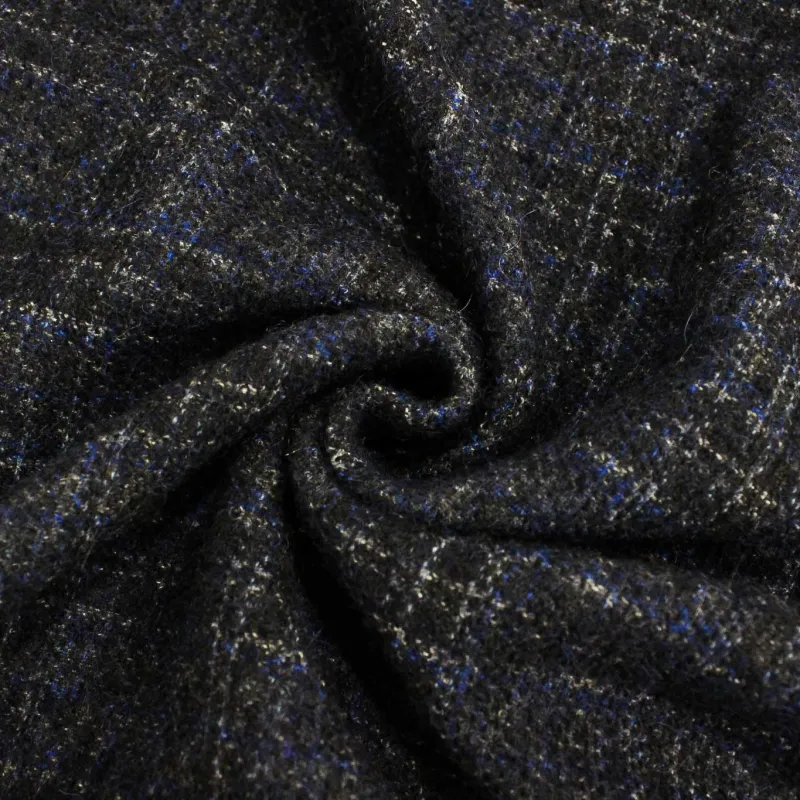 Tessuto per cappotti Scozzese Blu | Misto Lana  | MADE IN ITALY