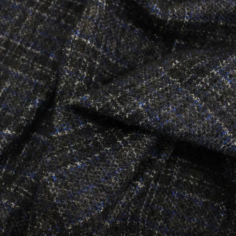 Tessuto per cappotti Scozzese Blu | Misto Lana  | MADE IN ITALY