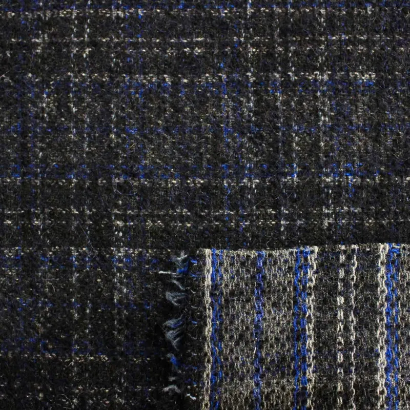 Tessuto per cappotti Scozzese Blu | Misto Lana  | MADE IN ITALY