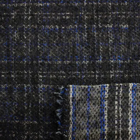 Tessuto per cappotti Scozzese Blu | Misto Lana  | MADE IN ITALY