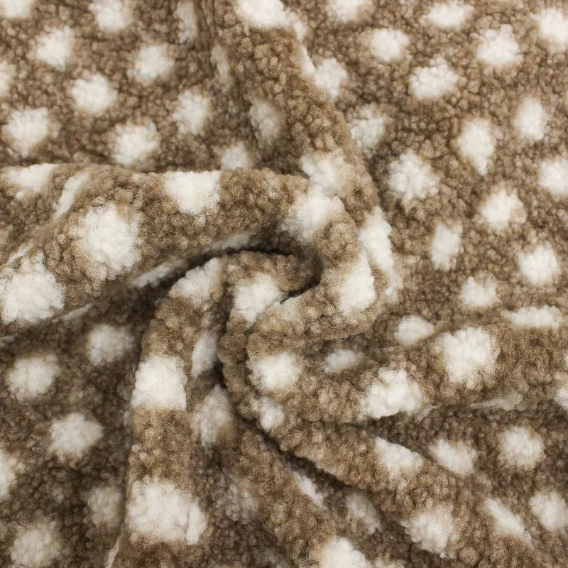 Tessuto Teddy Pois Marrone Bianco | IL TESSUTAIO