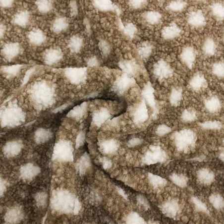 Tessuto Teddy Pois Marrone Bianco | IL TESSUTAIO