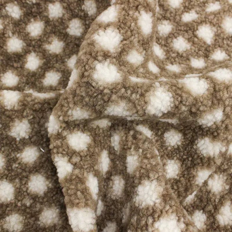 Tessuto Teddy Pois Marrone Bianco | IL TESSUTAIO