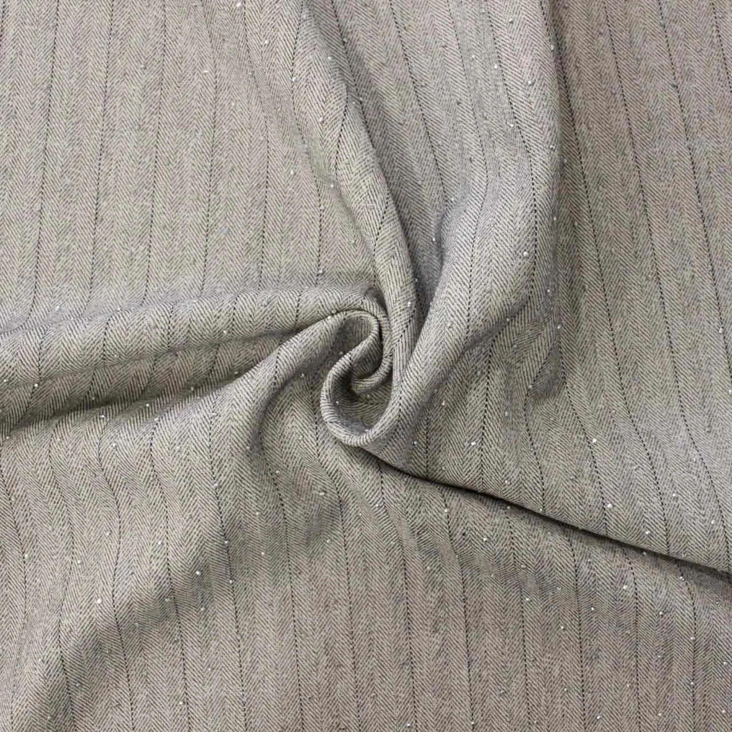 TESSUTO GESSATO  CON STRASS - GRIGIO CHIARO