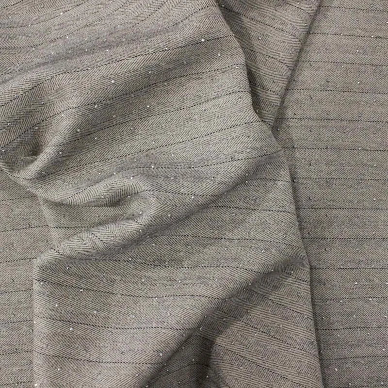 Tessuto Gessato Grigio Chiaro con Strass | IL TESSUTAIO