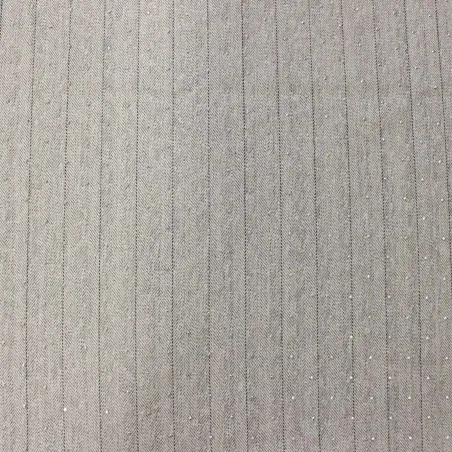 Tessuto Gessato Grigio Chiaro con Strass | IL TESSUTAIO