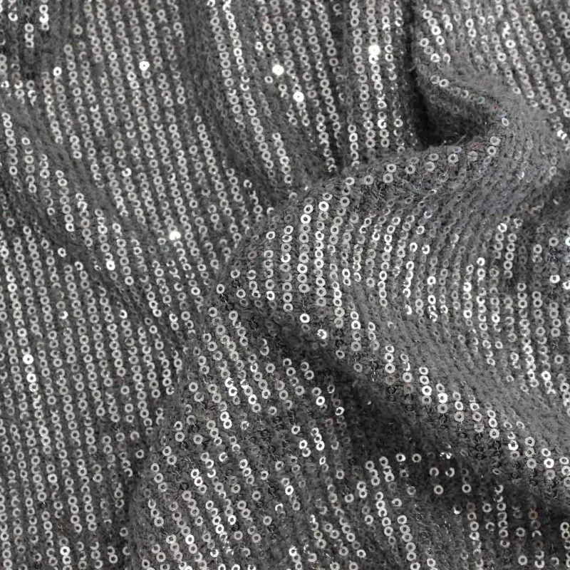Tessuto a maglia con paillettes argento | IL TESSUTAIO