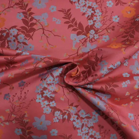 Jacquard Fiori fucsia | IL TESSUTAIO