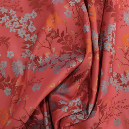Jacquard Fiori fucsia | IL TESSUTAIO