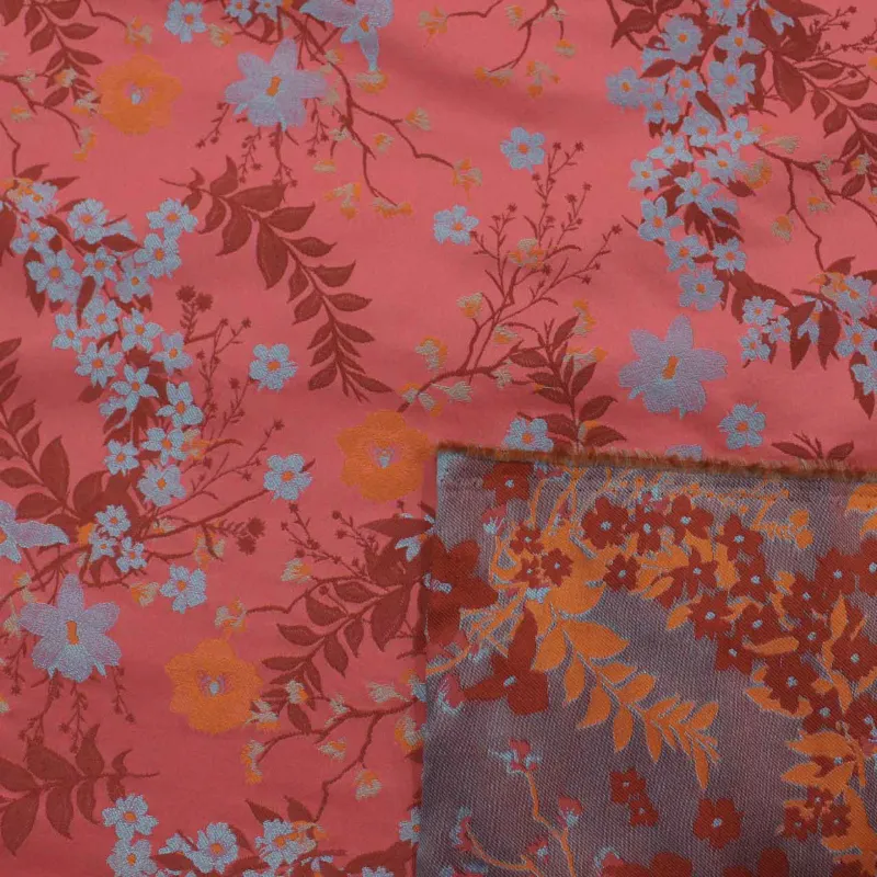 Jacquard Fiori fucsia | IL TESSUTAIO