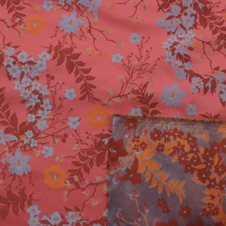 Jacquard Fiori fucsia | IL TESSUTAIO