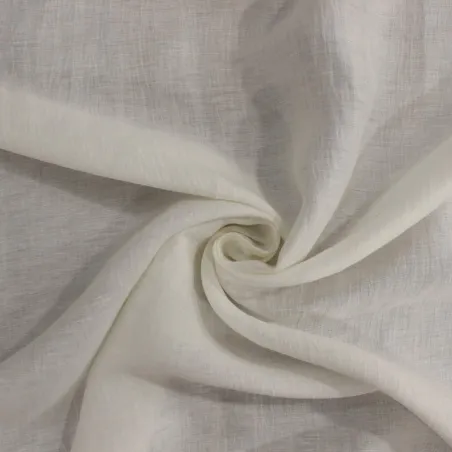 Tessuto in lino effetto grinzato color bianco seta  | ILTESSUTAIO