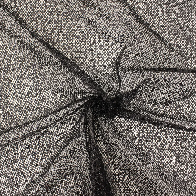 Tessuto rete con paillettes nero | il tessutaio