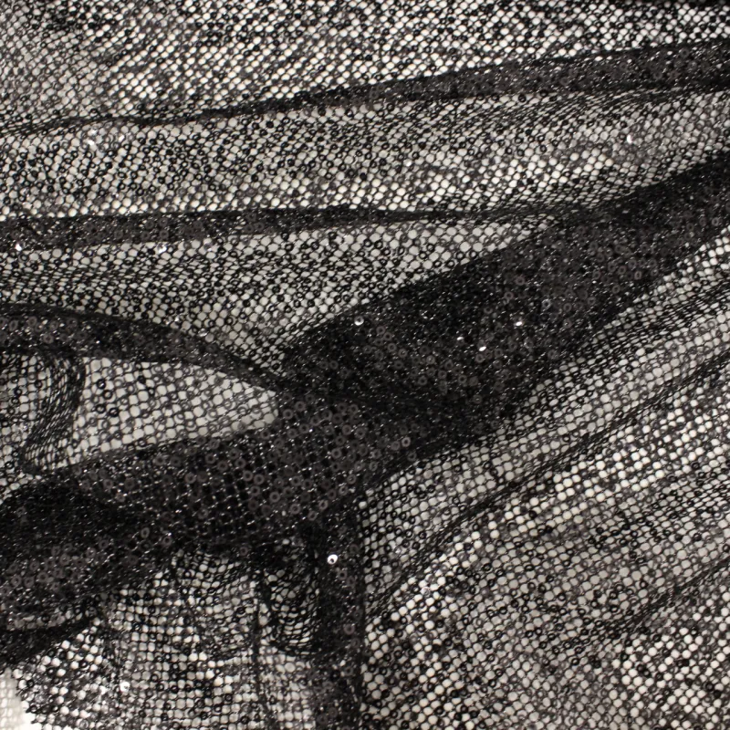 Tessuto rete con paillettes nero | il tessutaio