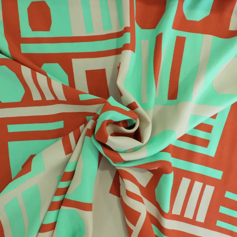 Raso di viscosa fantasia geometrica | Tessuti donna