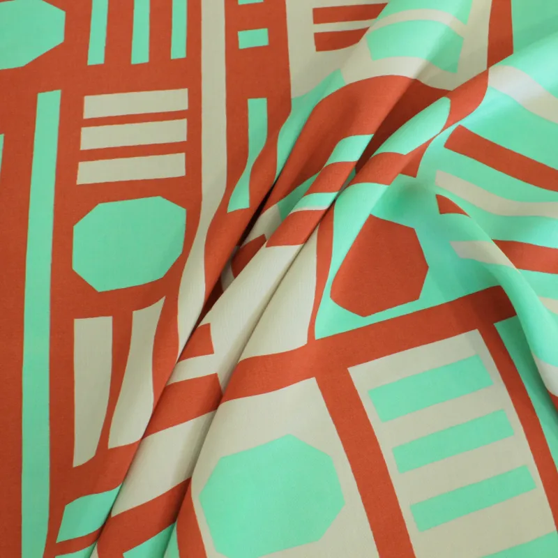 Raso di viscosa fantasia geometrica | Tessuti donna