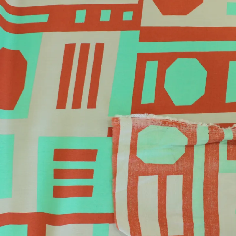 Raso di viscosa fantasia geometrica | Tessuti donna