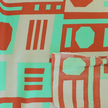 Raso di viscosa fantasia geometrica | Tessuti donna