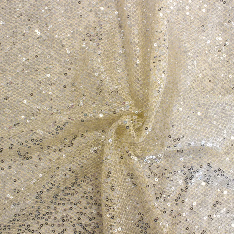 TESSUTO IN RETE ORO CON PAILLETTES ARGENTO | TESSUTI CERIMONIA