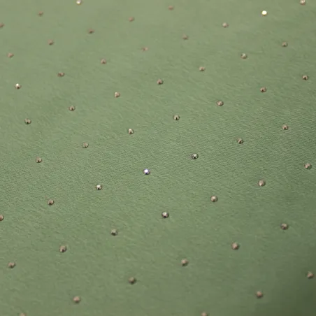 Raso di viscosa con strass verde salvia | Tessuti Cerimonia