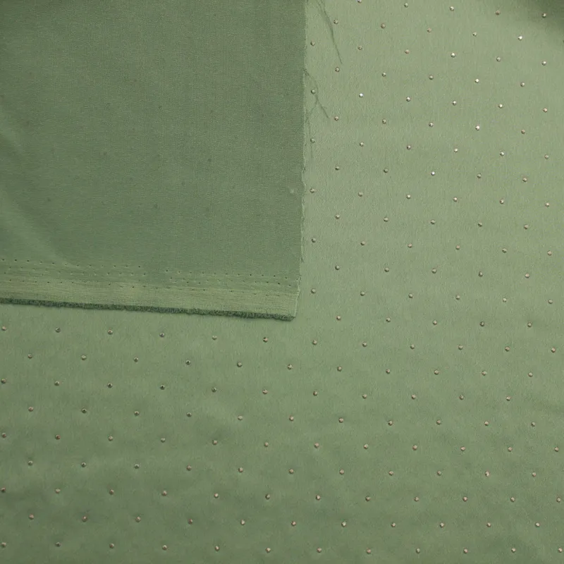Raso di viscosa con strass verde salvia | Tessuti Cerimonia
