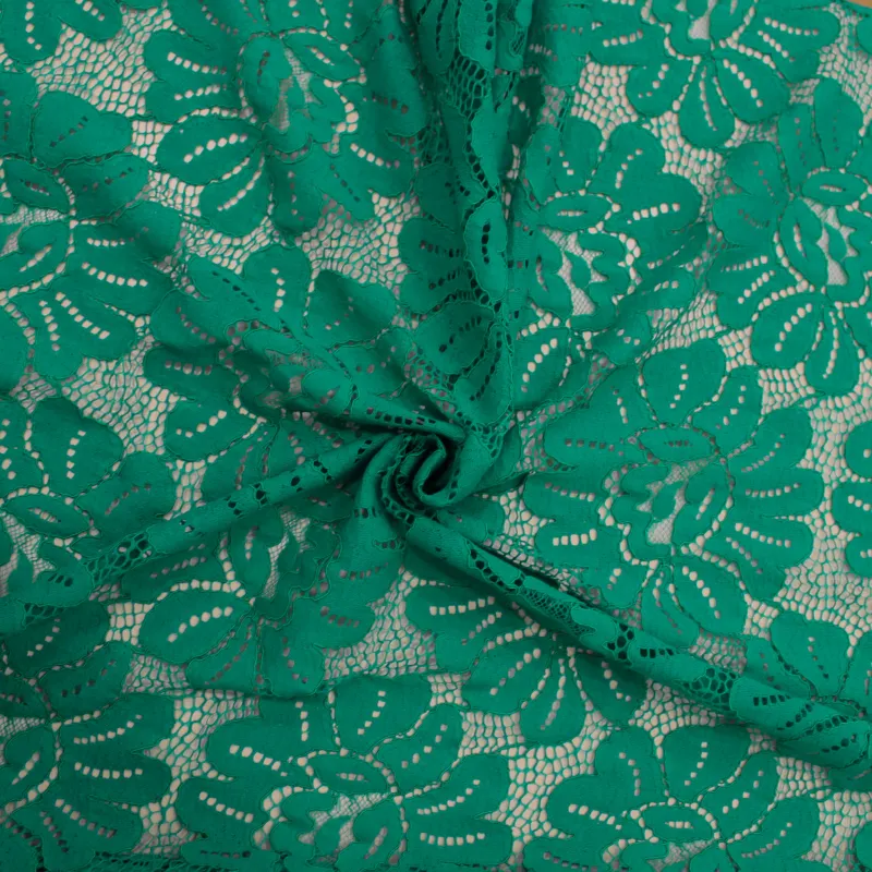 TESSUTO IN PIZZO FLOREALE VERDE | TESSUTI DA CERIMONIA