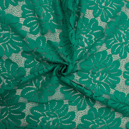 TESSUTO IN PIZZO FLOREALE VERDE | TESSUTI DA CERIMONIA