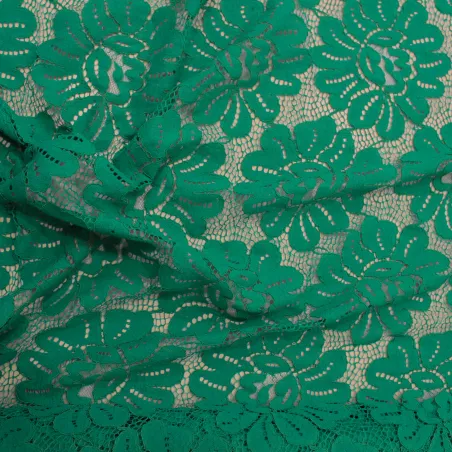 TESSUTO IN PIZZO FLOREALE VERDE | TESSUTI DA CERIMONIA