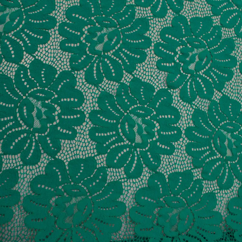 TESSUTO IN PIZZO FLOREALE VERDE | TESSUTI DA CERIMONIA