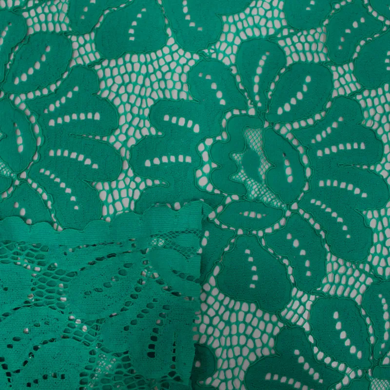 TESSUTO IN PIZZO FLOREALE VERDE | TESSUTI DA CERIMONIA
