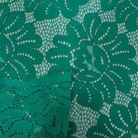 TESSUTO IN PIZZO FLOREALE VERDE | TESSUTI DA CERIMONIA