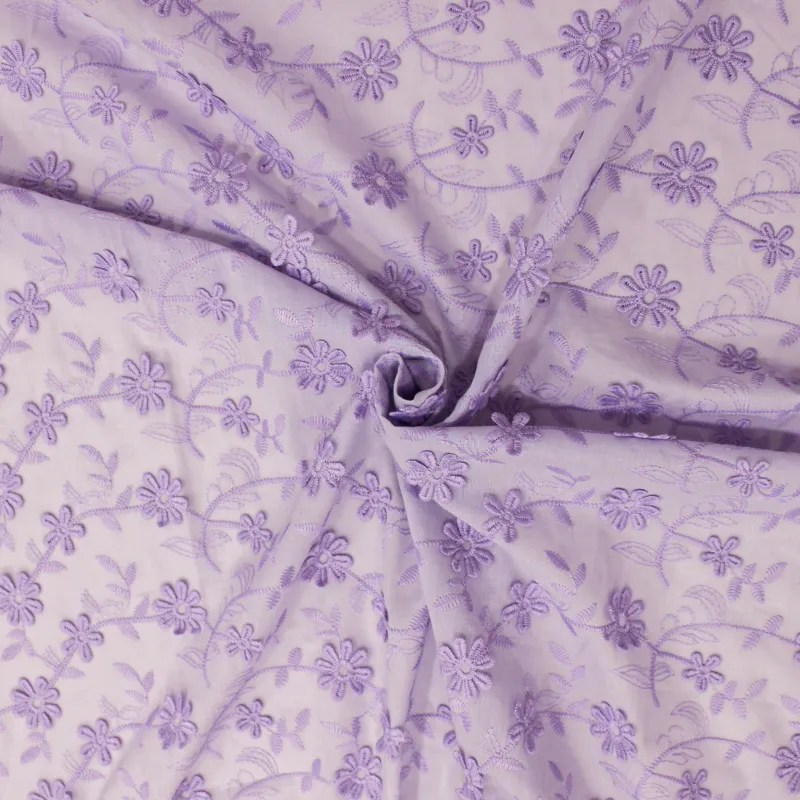 Tessuto pizzo San gallo lilla | abbigliamento bambini