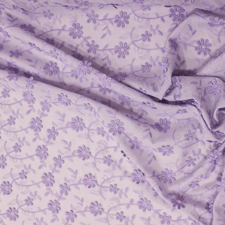 Tessuto pizzo San gallo lilla | abbigliamento bambini