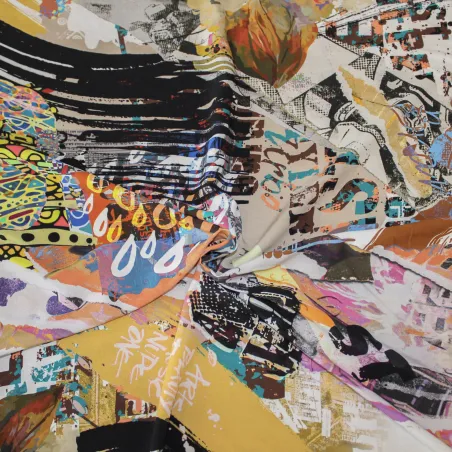 Viscosa tessuto fantasia astratta multicolor| Abbigliamento uomo