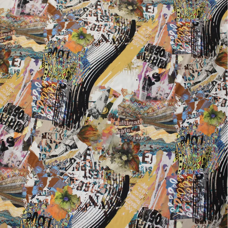 Viscosa tessuto fantasia astratta multicolor| Abbigliamento uomo