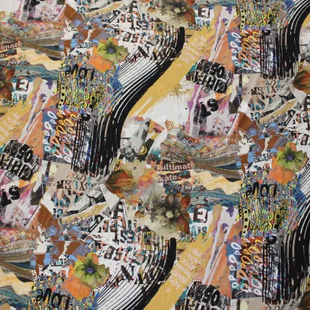 Viscosa tessuto fantasia astratta multicolor| Abbigliamento uomo