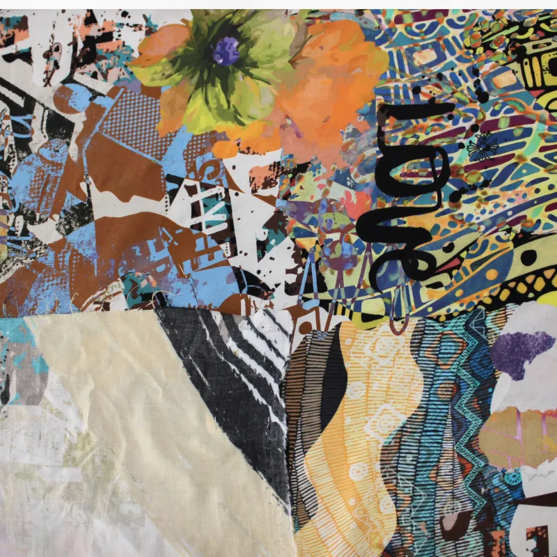 Viscosa tessuto fantasia astratta multicolor| Abbigliamento uomo