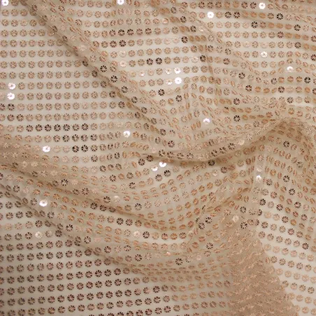 Tessuto con paillettes rosa antico | abbigliamento cerimonia