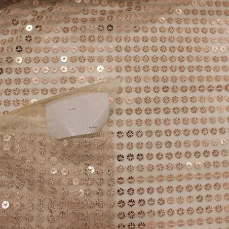 Tessuto con paillettes rosa antico | abbigliamento cerimonia