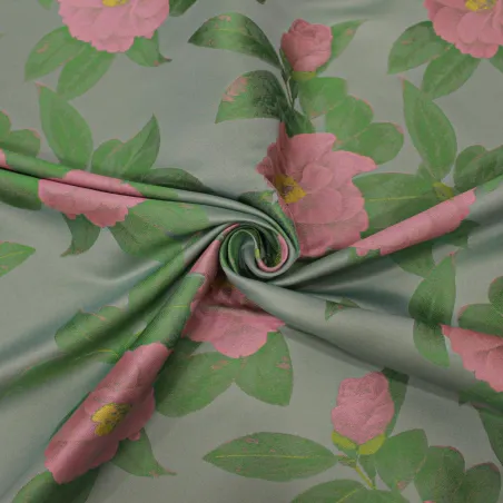 Jacquard verde con fiori |  tessuti cerimonia
